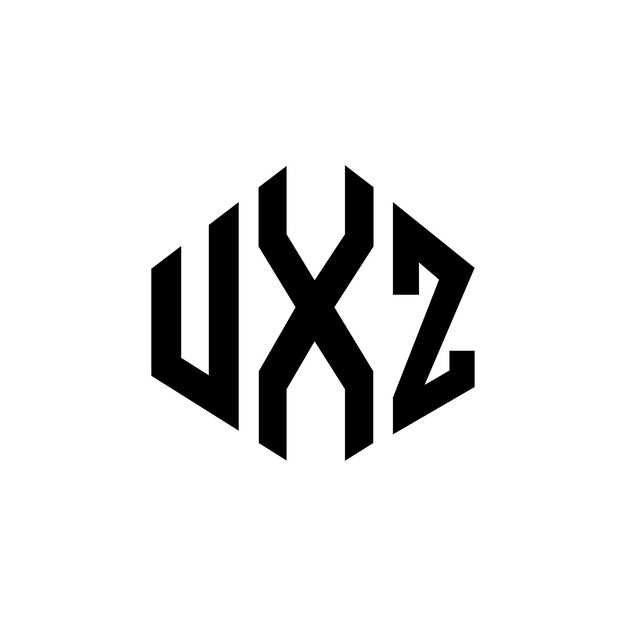 Diseño de logotipo de letra UXZ con forma de polígono UXZ polígono y forma de cubo diseño de logotipo UXZ hexágono patrón de logotipo vectorial colores blanco y negro UXZ monograma logotipo de negocios e inmobiliario