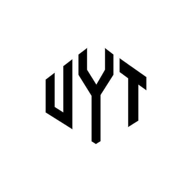 Diseño del logotipo de la letra UYT con forma de polígono UYT diseño del logotipo en forma de póligono y cubo UYT hexágono modelo de logotipo vectorial colores blanco y negro UYT monograma logotipo de negocios e inmobiliario