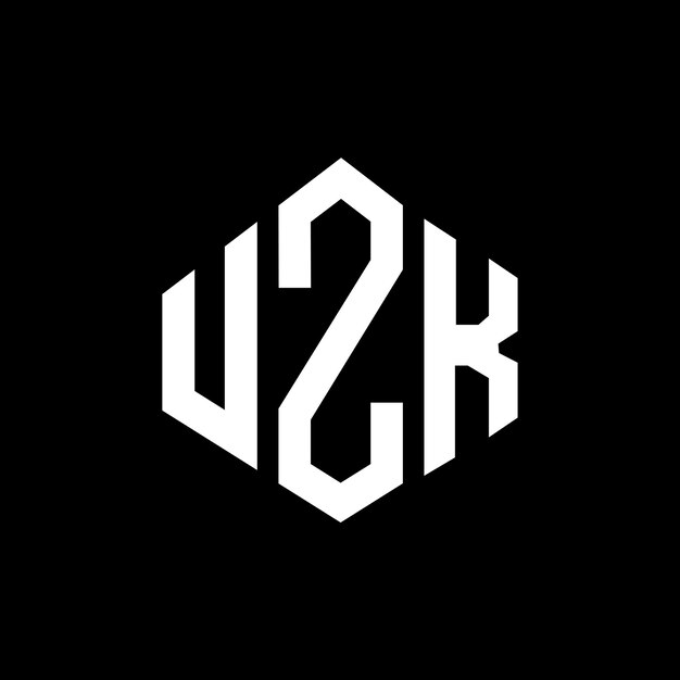 Diseño del logotipo de la letra UZK con forma de polígono UZK poligono y forma de cubo diseño del logotipo UZK hexágono patrón del logotipo vectorial colores blanco y negro UZK monograma logotipo de negocios e inmobiliario