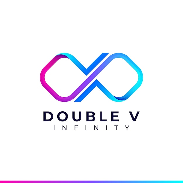 Diseño del logotipo de la letra V Infinity y símbolo de color degradado para la marca de la empresa comercial y Corpora