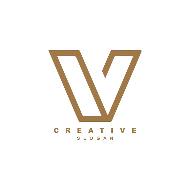 Diseño de logotipo de letra V lineal de lujo Logotipo de letra V dorada para su marca o negocio
