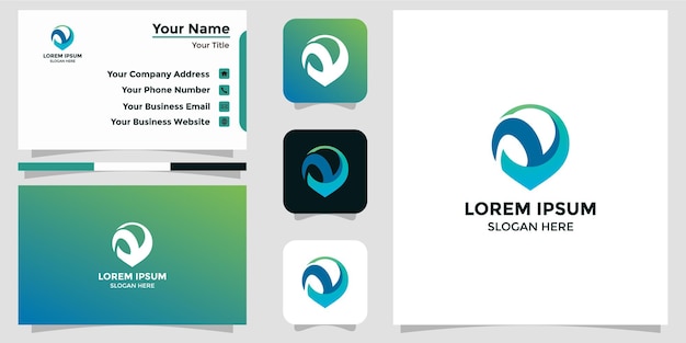 Diseño de logotipo letra v y tarjeta de visita
