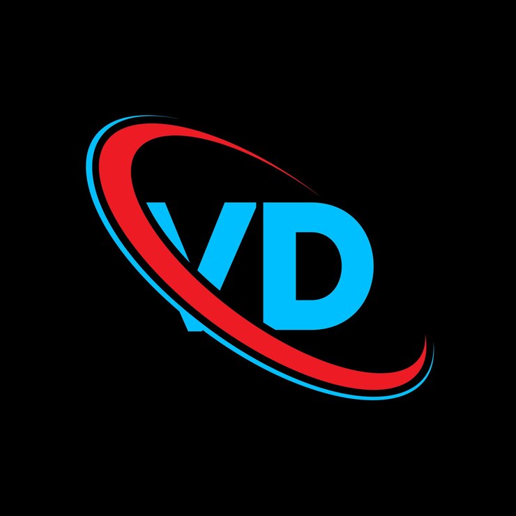 Vector diseño del logotipo de la letra vd letra inicial vd círculo vinculado logotipo de monograma en mayúsculas logotipo de vd rojo y azul