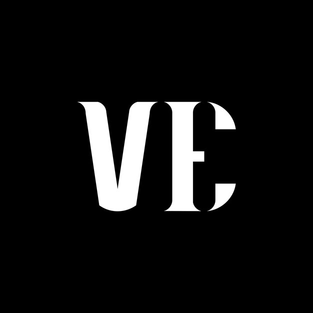 El diseño del logotipo de la letra VE V E La letra inicial VE es un círculo vinculado, el logotipo de monograma en mayúsculas de color blanco VE logotipo V E diseño VE V E