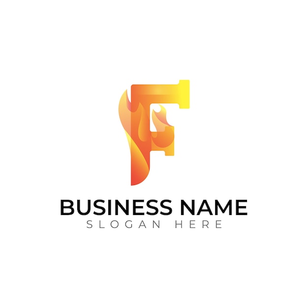 Diseño del logotipo de la letra vectorial abstracta F gradiente 3D