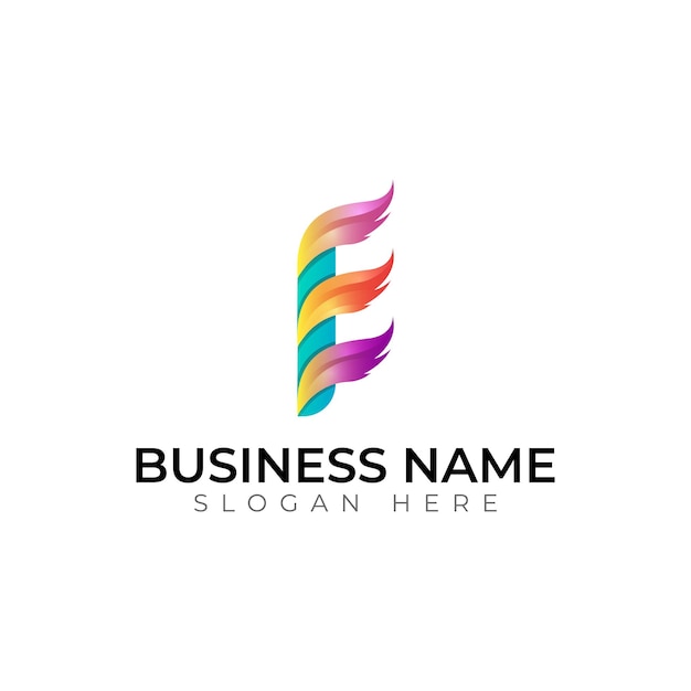 Diseño del logotipo de la letra vectorial abstracta de gradiente E 3d