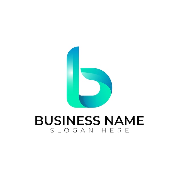 Diseño del logotipo de la letra vectorial B gradiente 3D