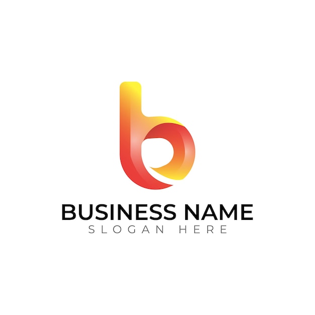 Diseño del logotipo de la letra vectorial B gradiente 3D