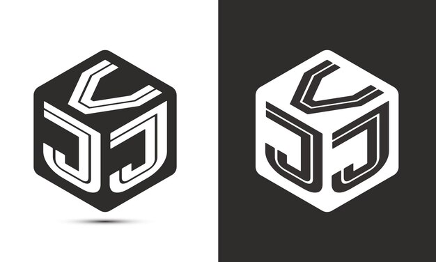 Diseño de logotipo de letra VJJ con logotipo de cubo ilustrador logotipo vectorial estilo de superposición de fuente de alfabeto moderno