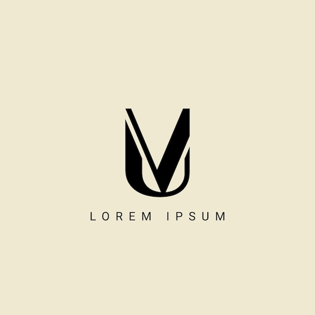 Diseño del logotipo de la letra VU VU círculo polígono triángulo hexágono plano y estilo simple con color blanco