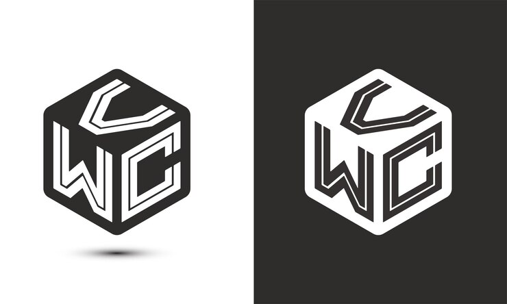 Vector diseño del logotipo de la letra vwc con ilustrador logotipo del cubo logotipo vectorial estilo de superposición de fuentes de alfabeto moderno