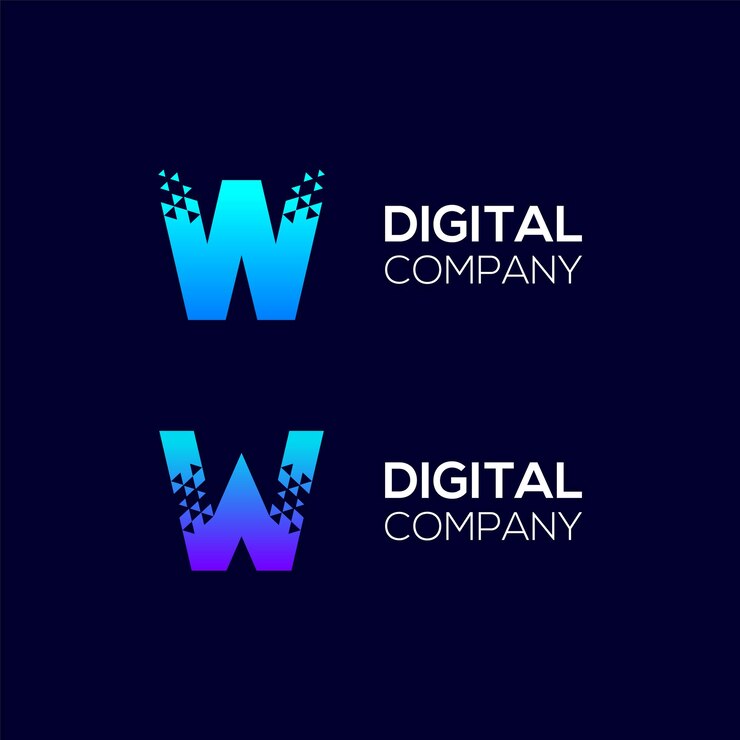 Vector diseño del logotipo de la letra w abstracta con el concepto triangle pixels para technology digital business company