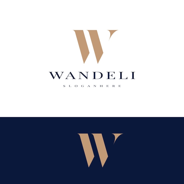 Diseño de logotipo de letra W del alfabeto de fuente serif de lujo minimalista simple elegante