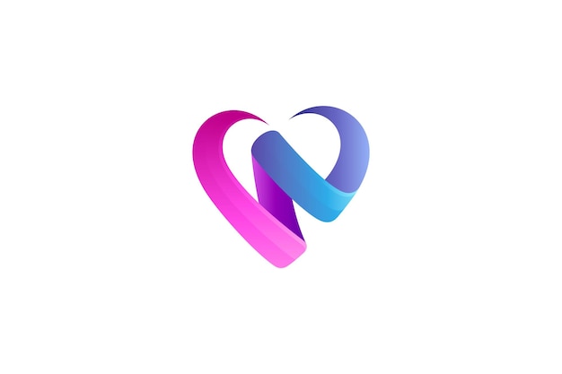 Diseño de logotipo de letra w de corazón con colores degradados