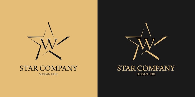 Diseño de logotipo de letra W estrella