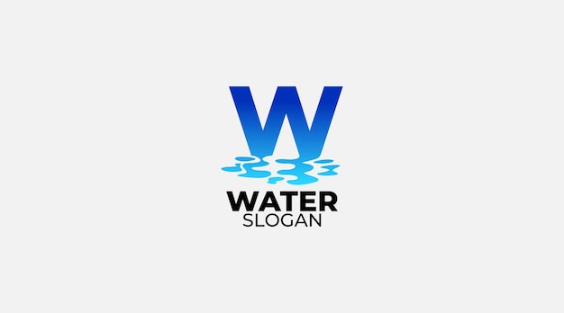 Diseño de logotipo de letra w con gotas de ondas de salpicaduras de agua