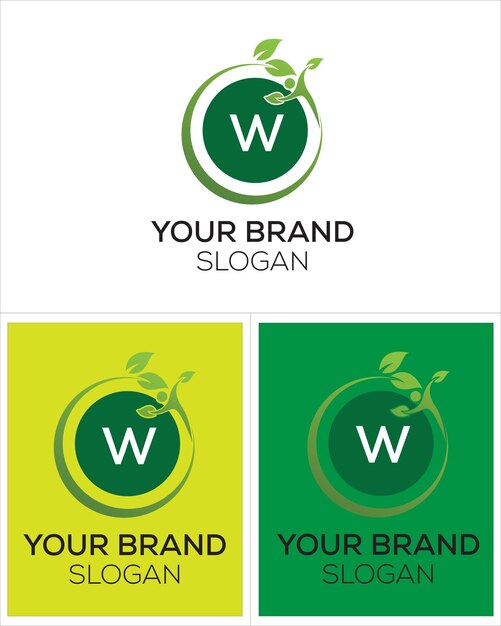 Diseño del logotipo de la letra W con plantilla verde