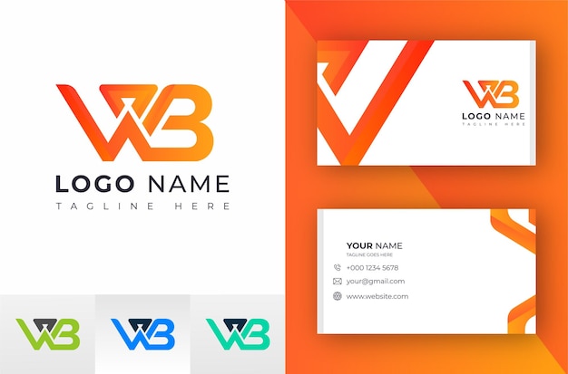 Diseño de logotipo de letra wb creativa