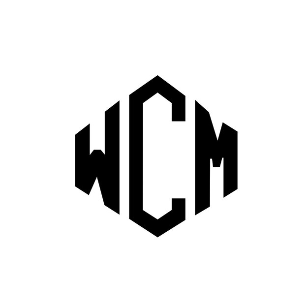 Vector diseño de logotipo de letra wcm con forma de polígono wcm polígono y forma de cubo diseño de logotipo wcm hexágono modelo de logotipo vectorial colores blanco y negro wcm monograma negocio y logotipo de bienes raíces