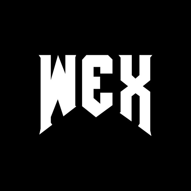 Diseño de logotipo de letra WEX para una empresa de tecnología Diseño de Logotipo WEX combinación de colores blanco y negro WEX logotipo WEX vector WEX diseño WEX icono WEX alfabeto WEX tipografía diseño de logotipo