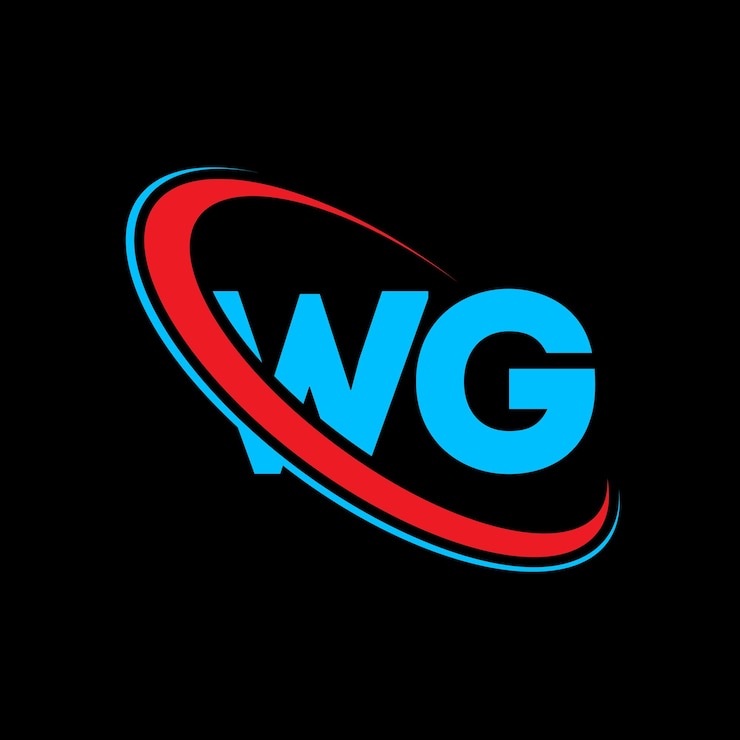 Vector diseño del logotipo de la letra wg letra inicial wg círculo vinculado monograma en mayúsculas logotipo wg rojo y azul