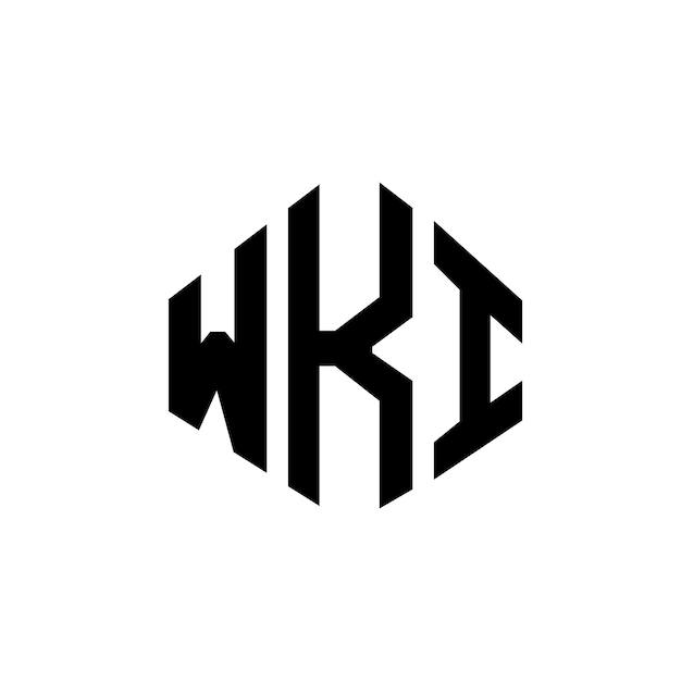 Diseño de logotipo de letra WKI con forma de polígono WKI poligono y forma de cubo diseño de logotipo WKI hexágono modelo de logotipo vectorial colores blanco y negro WKI monograma logotipo de negocios e inmobiliario