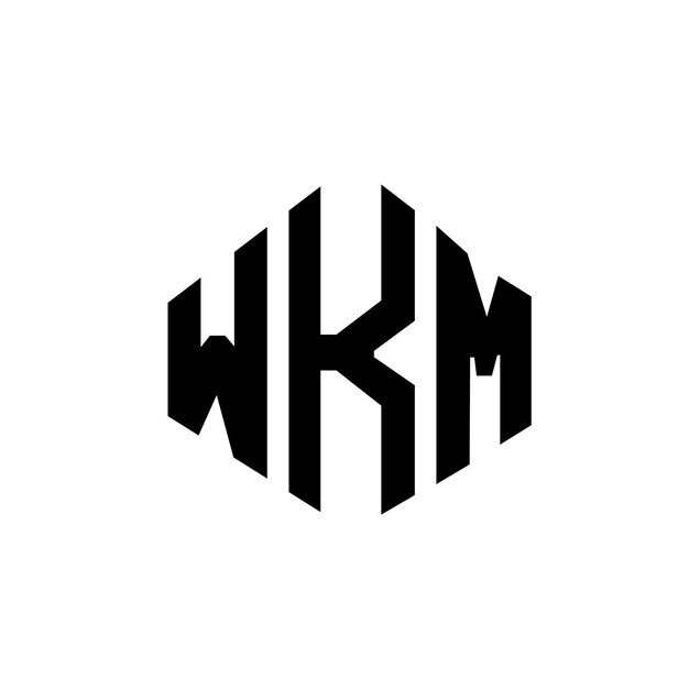 Diseño de logotipo de letra WKM con forma de polígono WKM polígono y forma de cubo diseño de logotipo WKM hexágono patrón de logotipo vectorial colores blanco y negro WKM monograma negocio y logotipo de bienes raíces
