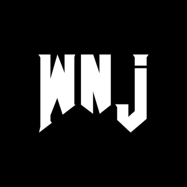 Diseño de logotipo de letra WNJ para una empresa de tecnología Diseño de Logotipo WNJ combinación de colores blanco y negro WNJ logotipo Vector WNJ diseño WNJ icono WNJ alfabeto WNJ tipografía diseño de logotipo
