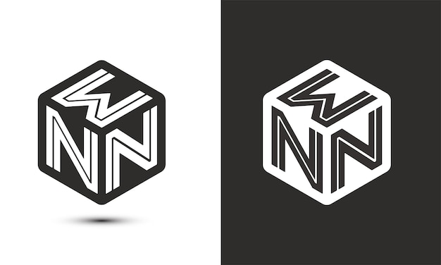 Diseño del logotipo de la letra WNN con ilustrador logotipo del cubo logotipo vectorial estilo de superposición de fuentes de alfabeto moderno