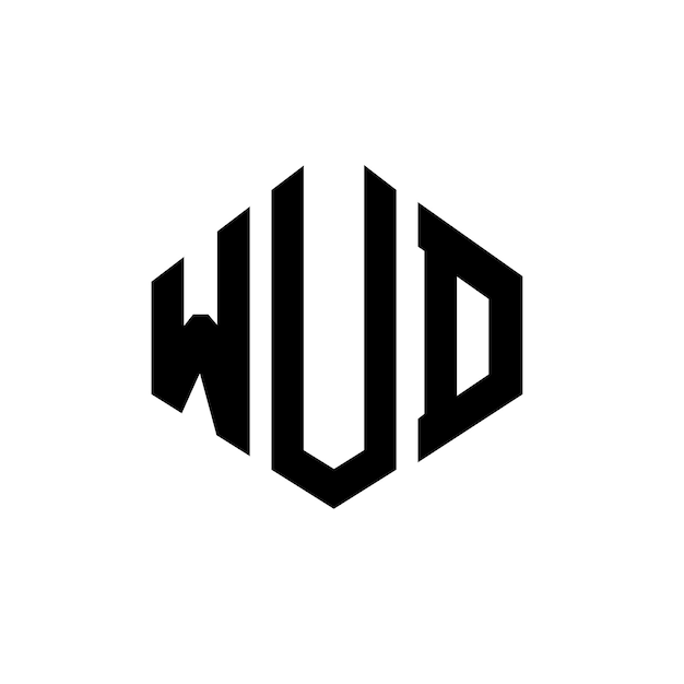 Diseño de logotipo de letra WUD con forma de polígono WUD poligono y forma de cubo diseño de logotipo WUD hexágono plantilla de logotipo vectorial colores blanco y negro WUD monograma logotipo de negocios y bienes raíces
