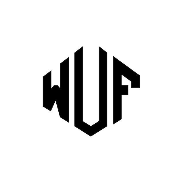 Diseño del logotipo de la letra WUF con forma de polígono WUF poligono y forma de cubo diseño del logotipo WUF hexágono modelo de logotipo vectorial colores blanco y negro WUF monograma negocio y logotipo de bienes raíces
