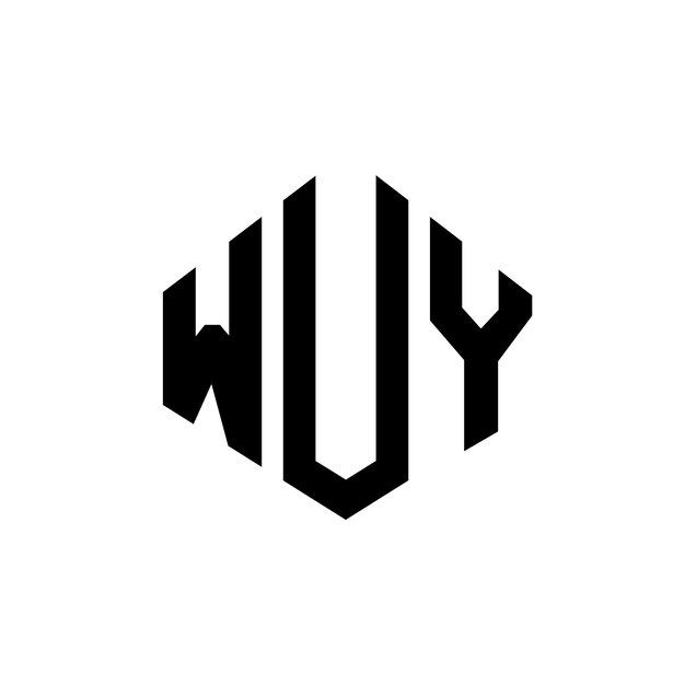 Diseño de logotipo de letra wuy con forma de polígono wuy polígono y forma de cubo diseño de logotipo wuy hexágono patrón de logotipo vectorial colores blanco y negro wuy monograma logotipo de negocios e inmobiliario