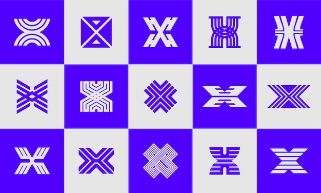 Diseño de logotipo de letra X abstracta de línea de geometría moderna