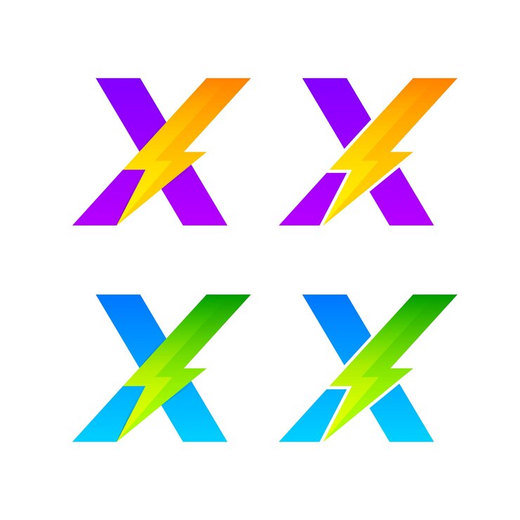 Vector diseño del logotipo de la letra x con el concepto de perno de iluminación y trueno para la empresa comercial de energía eléctrica
