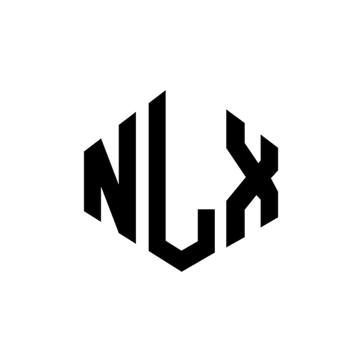 Vector diseño del logotipo de la letra x con forma de polígono nlx diseño del logotipo en forma de póligono y cubo nlx hexágono plantilla del logotipo vectorial colores blanco y negro nlx monograma de negocios y bienes raíces nl