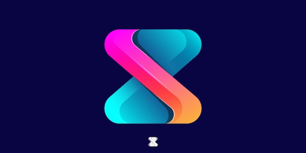 Vector diseño del logotipo de la letra x de gradiente 3d