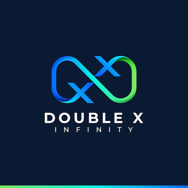 Vector diseño del logotipo de la letra x infinity y símbolo de color degradado azul verde para la marca de la empresa comercial