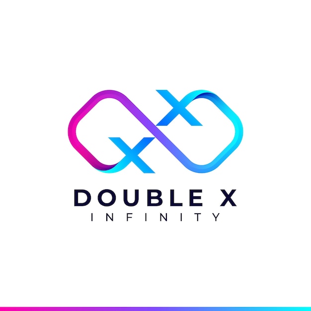 Diseño del logotipo de la letra x infinity y símbolo de color degradado para la marca de la empresa comercial y corpora