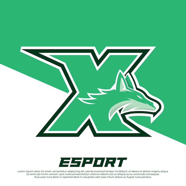 Diseño de logotipo de letra x inicial diseño de logotipo de esport de mascota de lobos Cerberus Head Mascot Esport