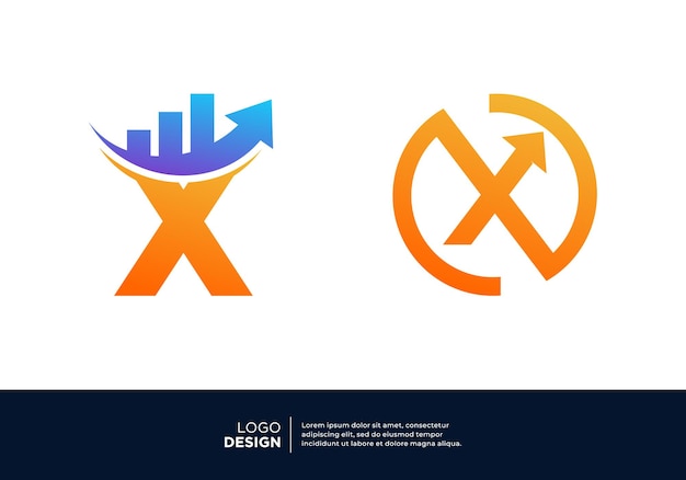 Diseño de logotipo de letra X simple para el marketing de inversiones financieras