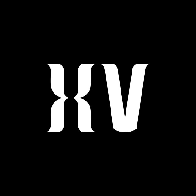 El diseño del logotipo de la letra X V La letra inicial XV, el monograma en mayúsculas, el logotipo de color blanco XV, el diseño del logotip X V, el logotip XV X Vx9.