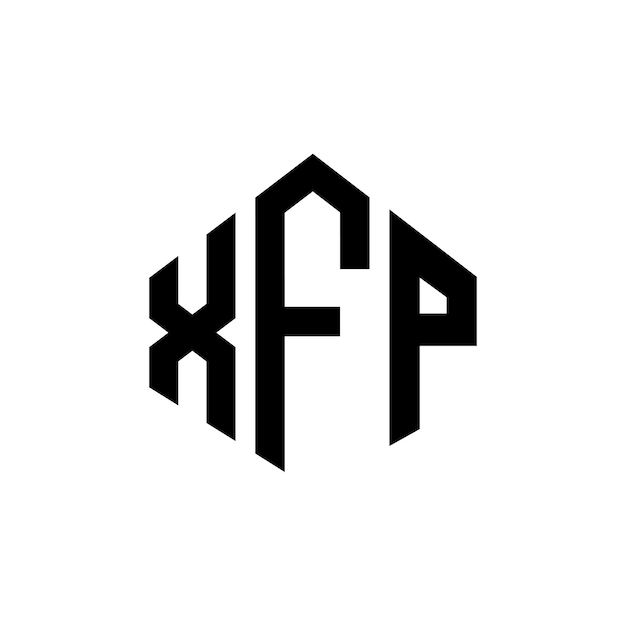 Diseño de logotipo de letra XFP con forma de polígono XFP polígono y forma de cubo diseño de logotipo XFP hexágono patrón de logotipo vectorial colores blanco y negro XFP monograma logotipo de negocios e inmobiliario