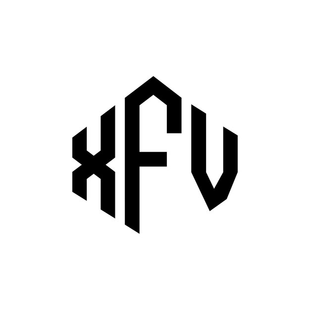 Diseño de logotipo de letra XFV con forma de polígono XFV polígono y forma de cubo diseño de logotipo vectorial XFV hexágono plantilla de logotipo colores blanco y negro XFV monograma de negocios y logotipo de bienes raíces