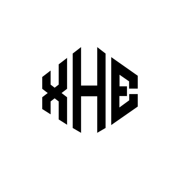 Vector diseño del logotipo de la letra xhe con forma de polígono xhe diseño del logotipo en forma de póligono y cubo xhe hexágono plantilla del logotipo vectorial colores blanco y negro xhe monograma logotipo de negocios e inmobiliario