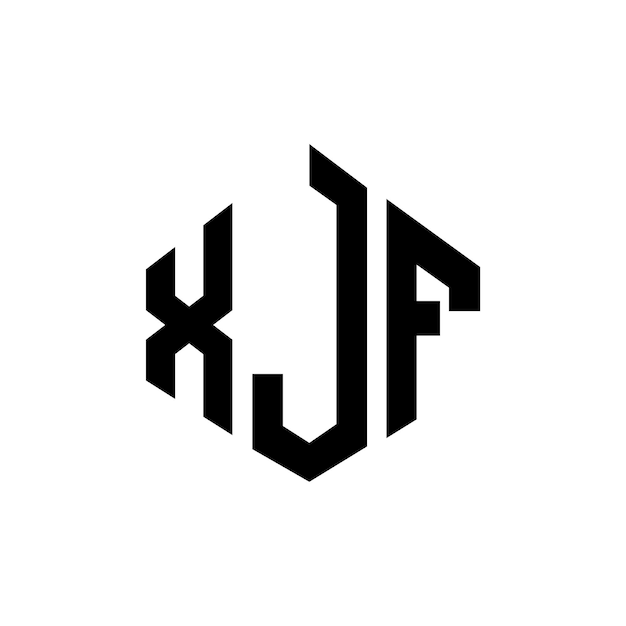 Diseño de logotipo de letra XJF con forma de polígono XJF polígono y forma de cubo diseño de logotipo XJF hexágono patrón de logotipo vectorial colores blanco y negro XJF monograma de negocios y logotipo de bienes raíces