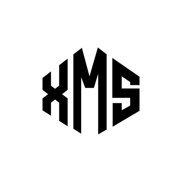 Diseño de logotipo de letra XMS con forma de polígono XMS diseño de logotipo en forma de póligono y cubo XMS hexágono modelo de logotipo vectorial colores blanco y negro XMS monograma logotipo de negocios y bienes raíces