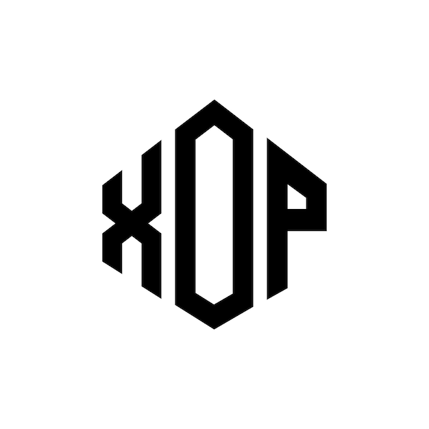 Diseño del logotipo de la letra XOP con forma de polígono XOP diseño del logotipo en forma de póligono y cubo XOP hexágono plantilla del logotipo vectorial colores blanco y negro XOP monograma logotipo de negocios e inmobiliario