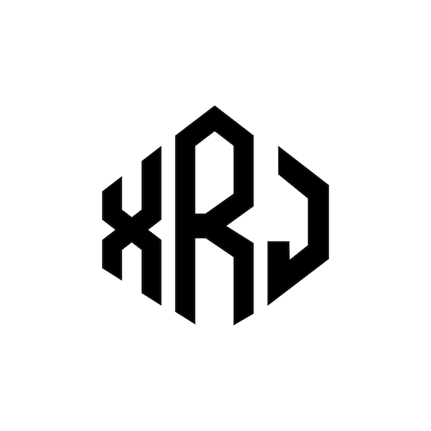 Diseño de logotipo de letra XRJ con forma de polígono XRJ polígono y forma de cubo diseño de logotipo XRJ hexágono patrón de logotipo vectorial colores blanco y negro XRJ monograma de negocios y logotipo de bienes raíces