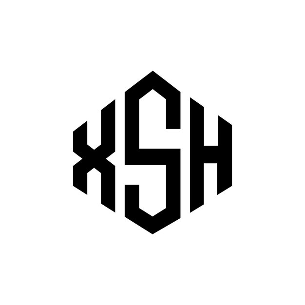 Diseño del logotipo de la letra XSH con forma de polígono XSH polígono y forma de cubo diseño del logotipo del vector hexágono XSH plantilla del logotipo colores blanco y negro XSH monograma logotipo de negocios e inmobiliario
