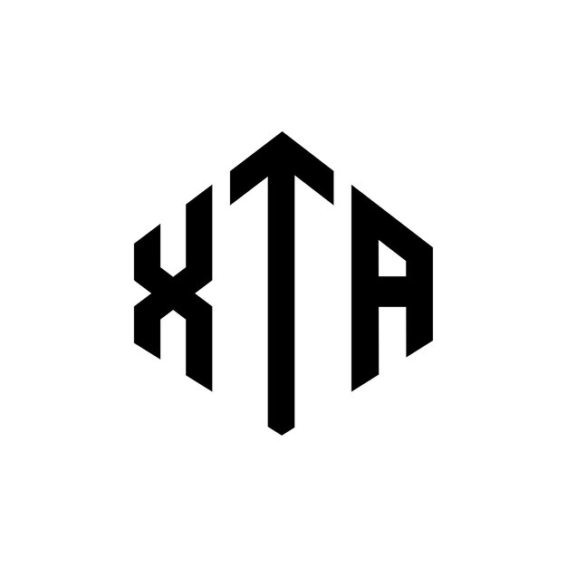 Diseño del logotipo de la letra XTA con forma de polígono XTA polígono y forma de cubo diseño del logotipo del vector hexágono XTA plantilla del logotipo colores blanco y negro XTA monograma logotipo de negocios e inmobiliario